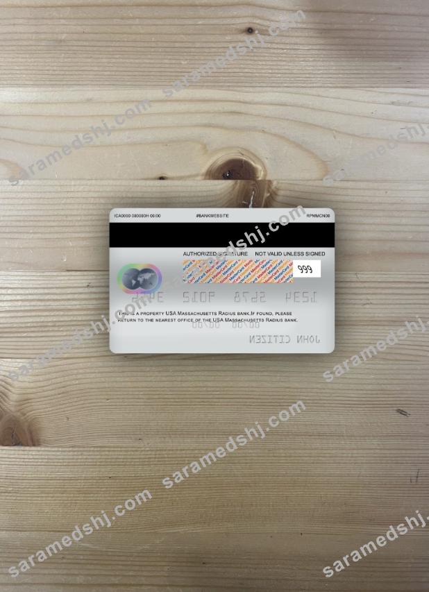 USA Massachusetts Radius Bank mastercard photolook back